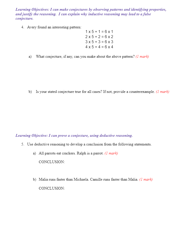 20-2 UNIT 7: INDUCTIVE AND DEDUCTIVE REASONING