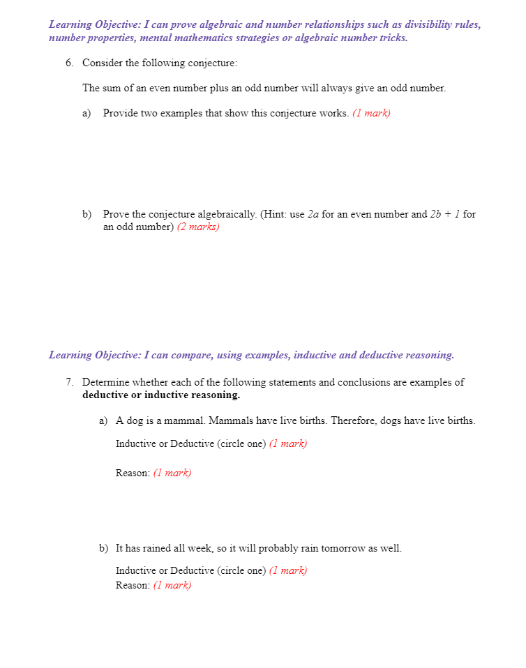 20-2 UNIT 7: INDUCTIVE AND DEDUCTIVE REASONING