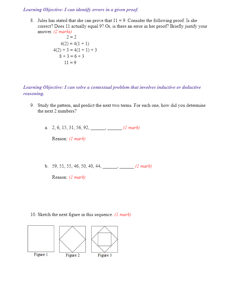 20-2 UNIT 7: INDUCTIVE AND DEDUCTIVE REASONING