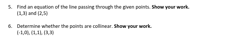 5. Find an equation of the line passing through