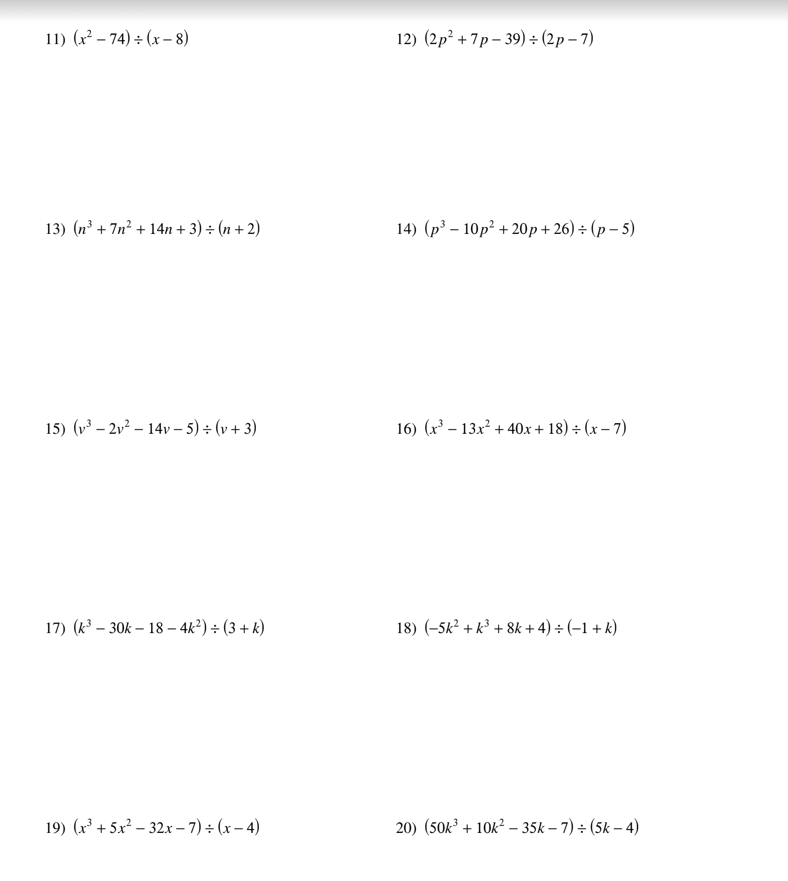 Use long division to find each quotient. Part A: