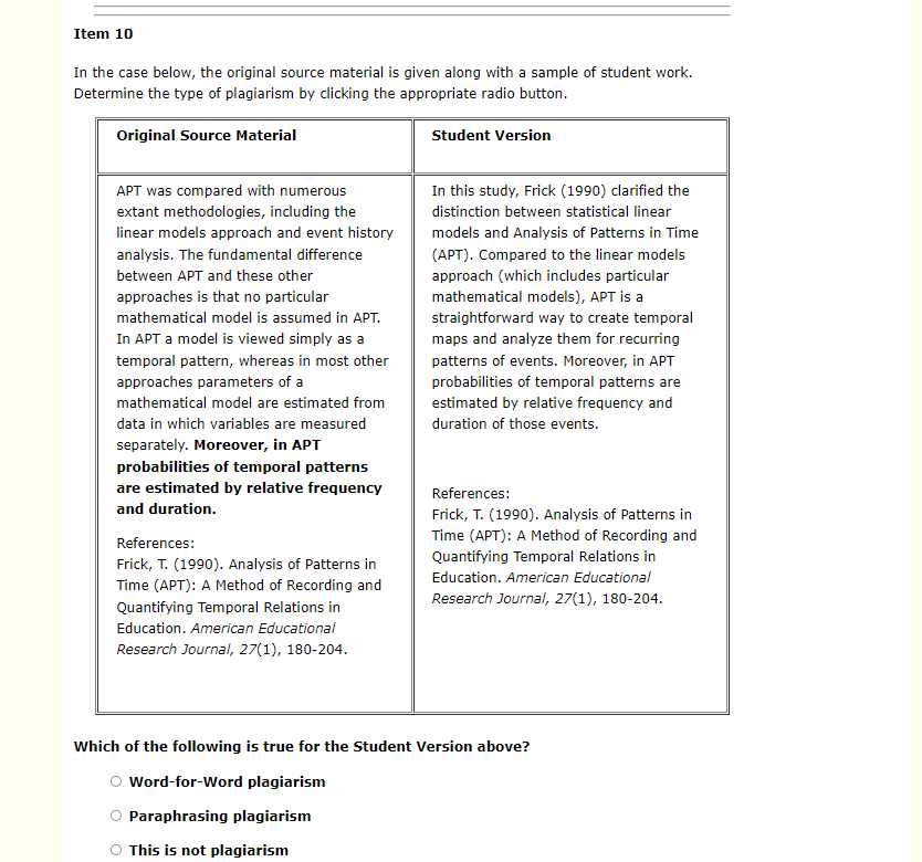 Item 1 In the case below, the original source