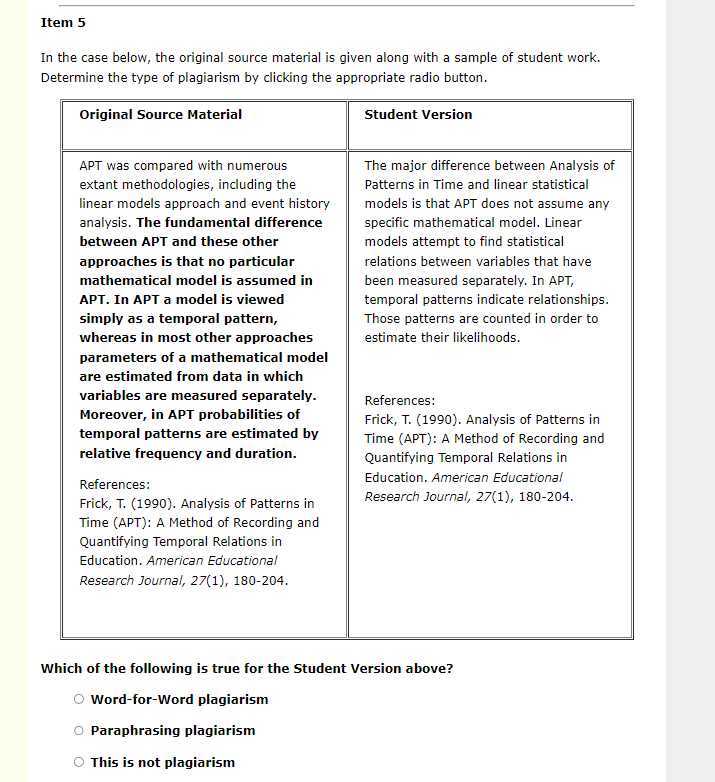 Item 1 In the case below, the original source