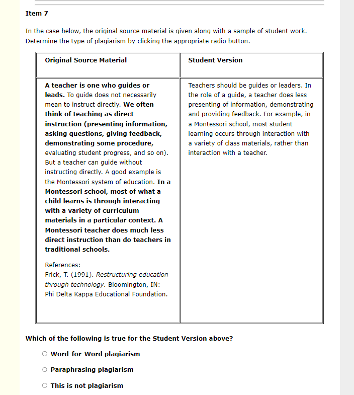 Item 1 In the case below, the original source