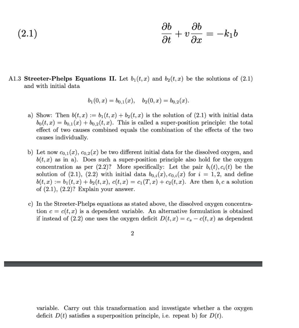 please solve ab ob (2.1) at +v -k1b Ox A1.3