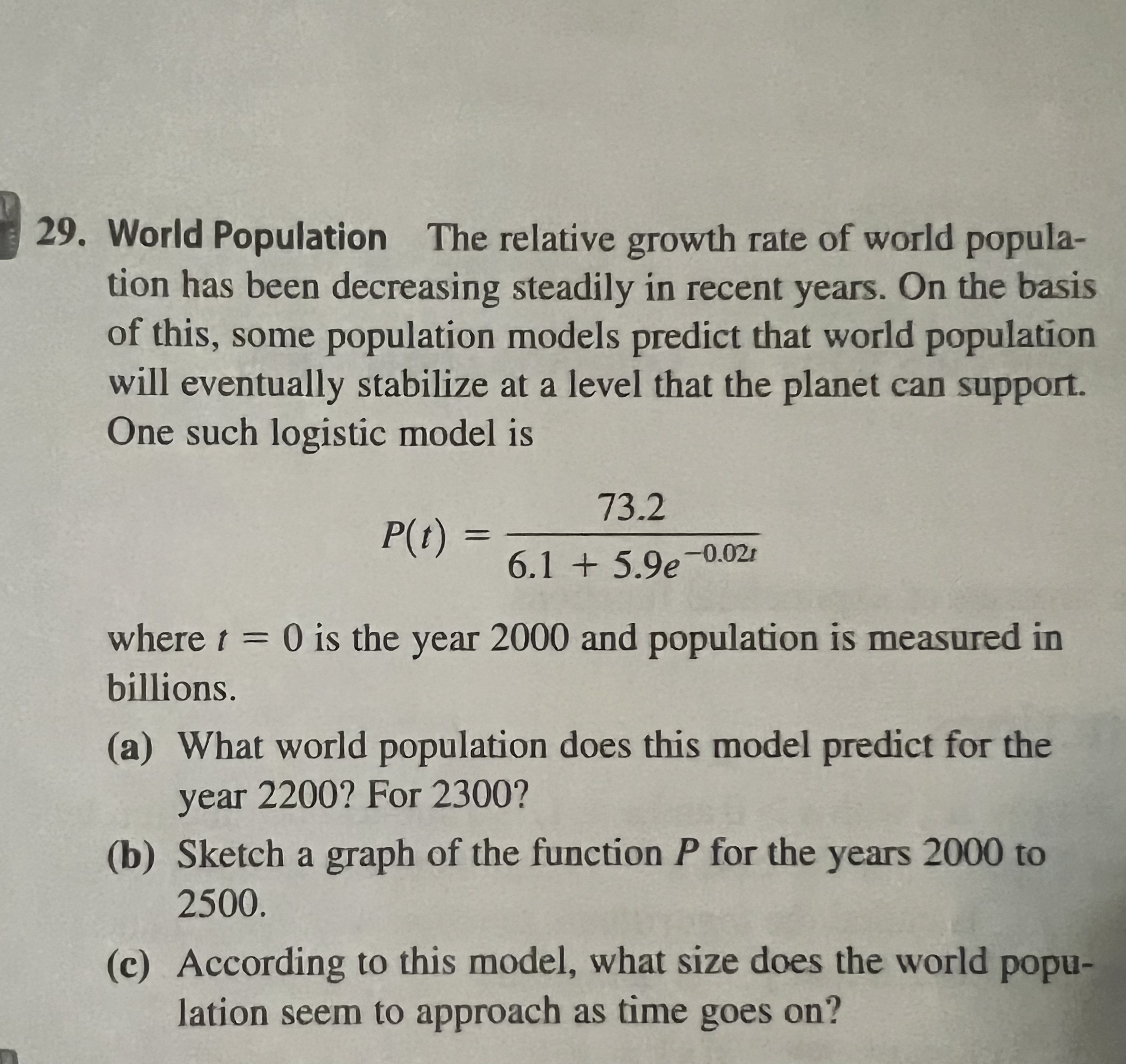 29. World Population The relative growth rate of