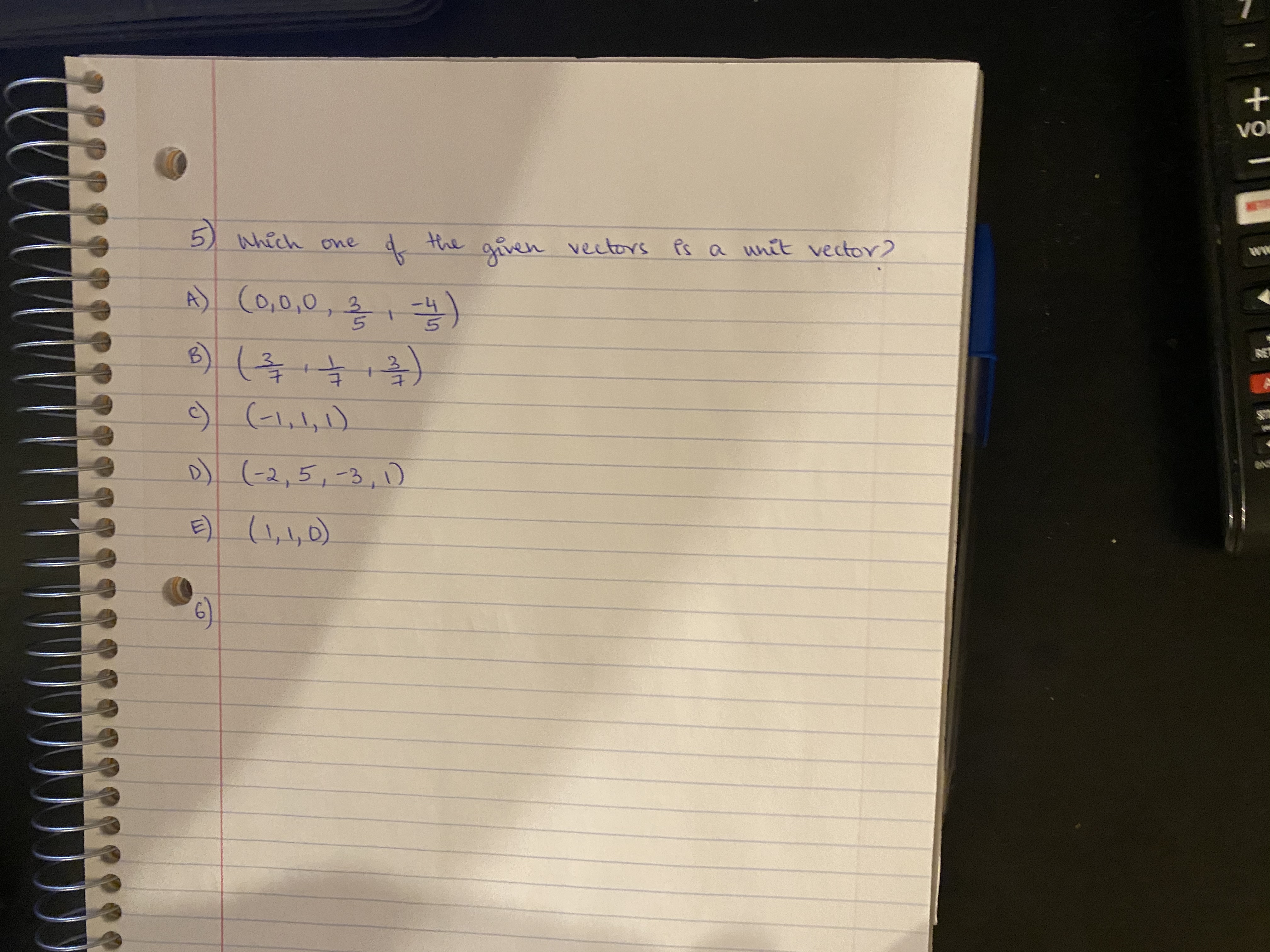 In which one of the given vectors is a unit