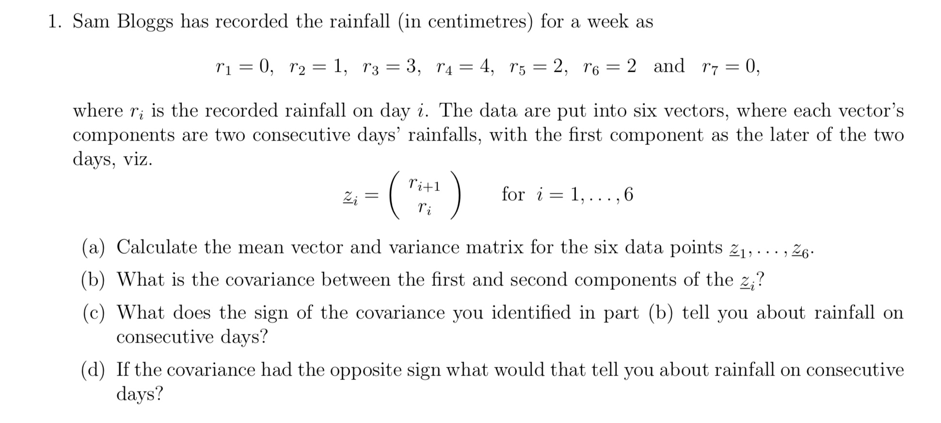 This question is about mean vectors, variance