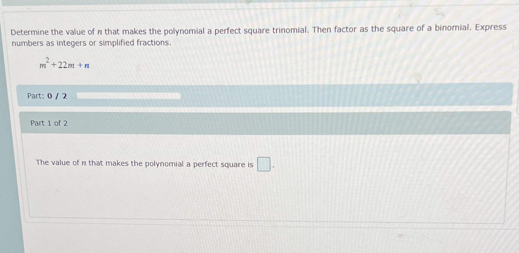 Ty 7 pt 1 Determine the value of n that makes the