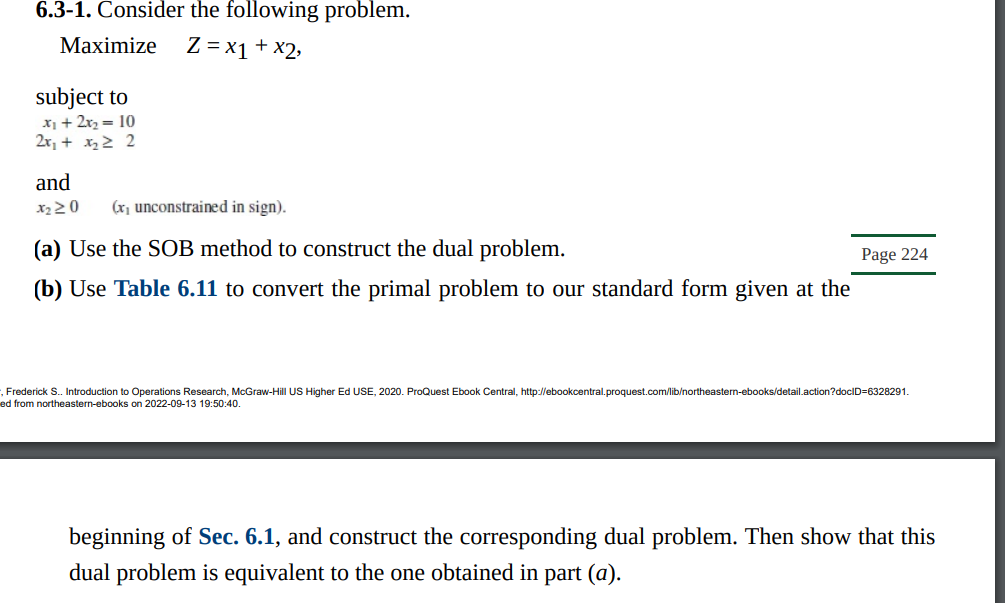 6.3-1. Consider the following problem. Maximize Z