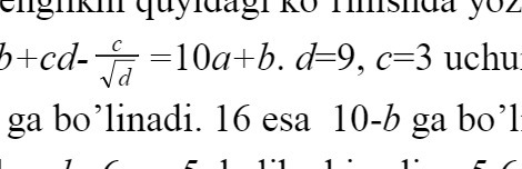 Chignini quyIdagIAO llua yoz b+cd- - = 10a+b.