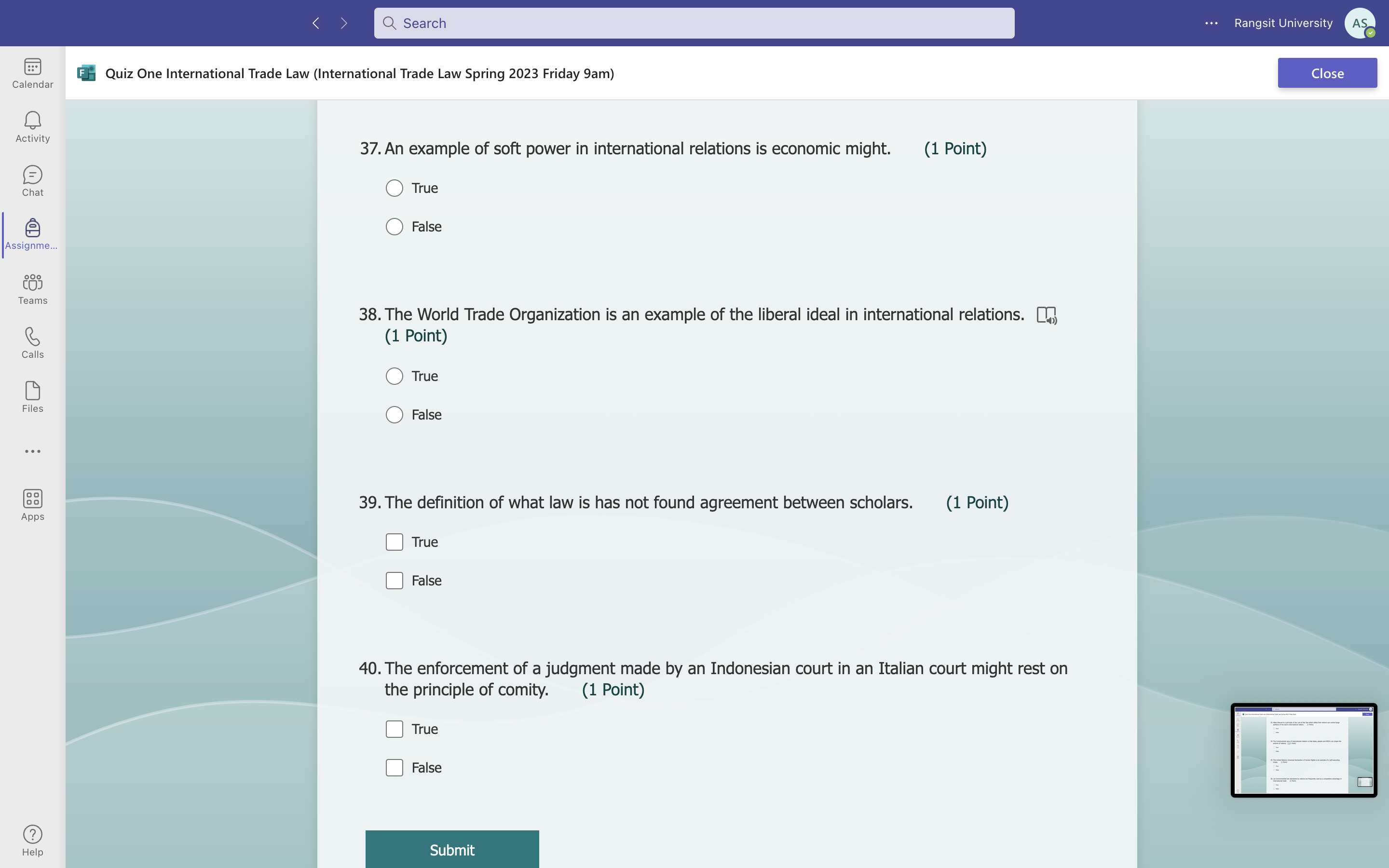 Just need an answer, no need explanation. < Q