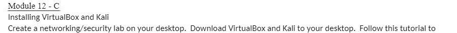 Module 12 - C Installing VirtualBox and Kali