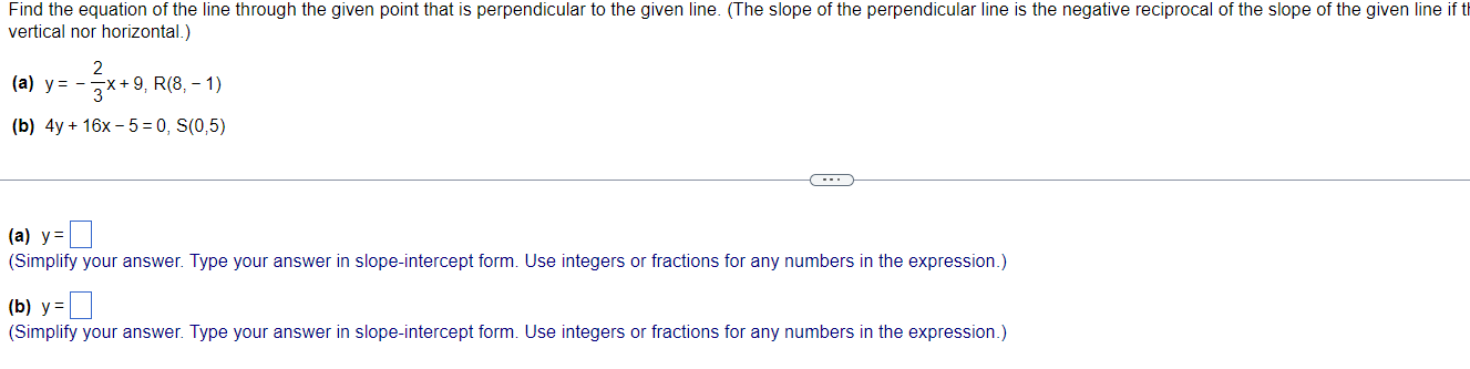 Find the equation ofthe line through the given