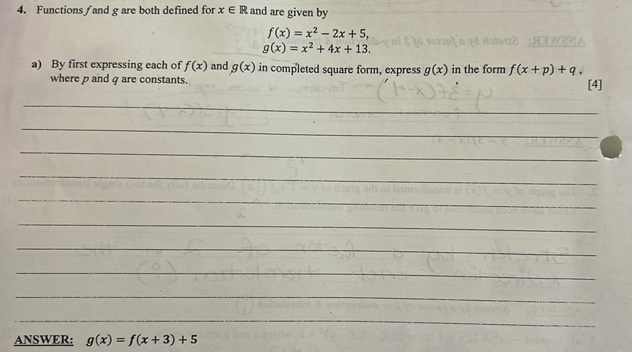 4. Functions f and g are both defined for x E R