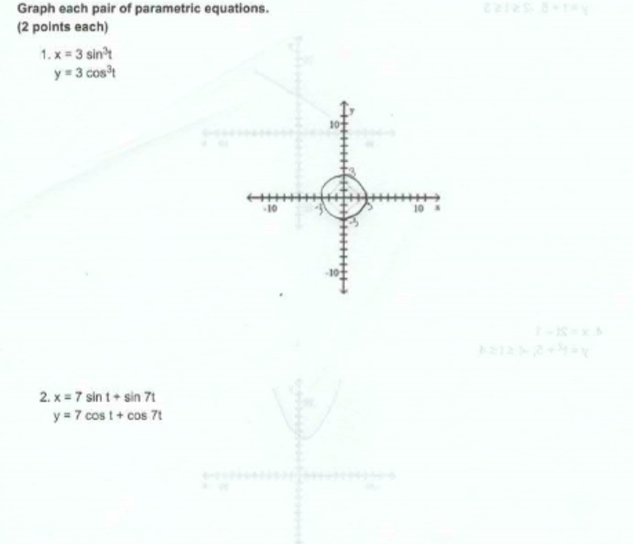 Graph each pair of parametric equations. (2