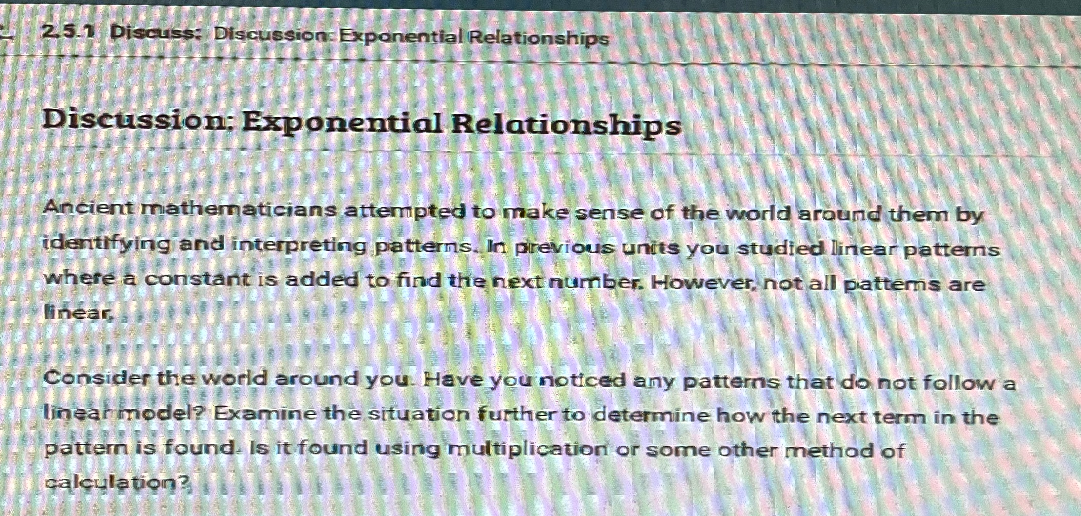 2.5.1 Discuss: Discussion: Exponential