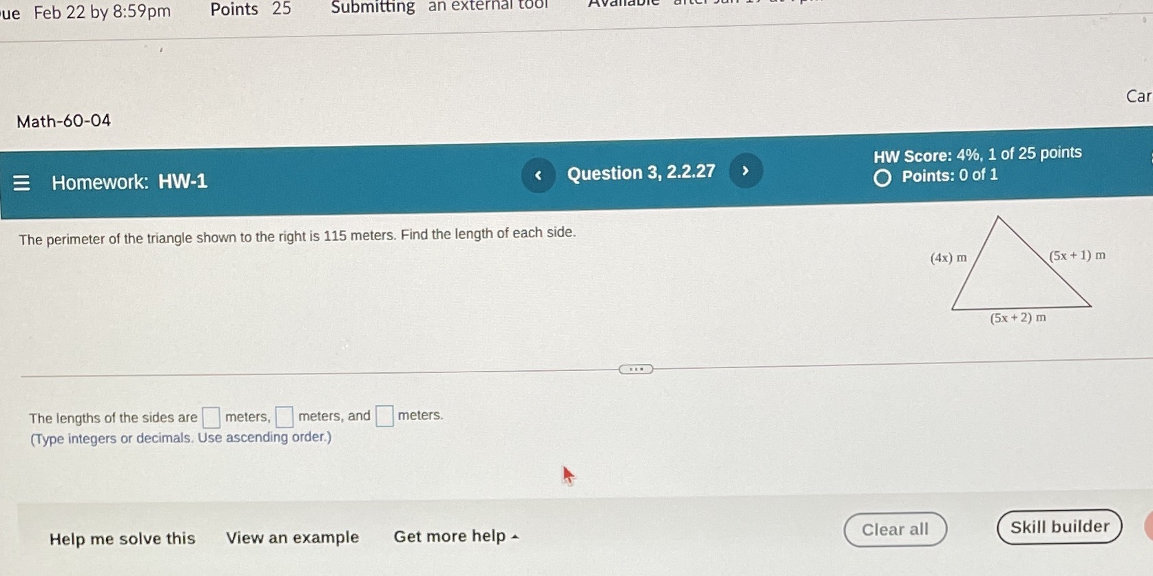 ue Feb 22 by 8:59pm Points 25 Submitting an