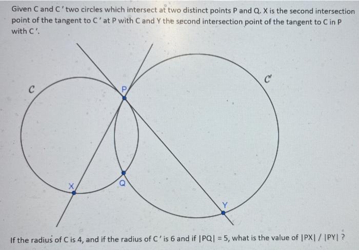 Please solve Given C and C' two circles