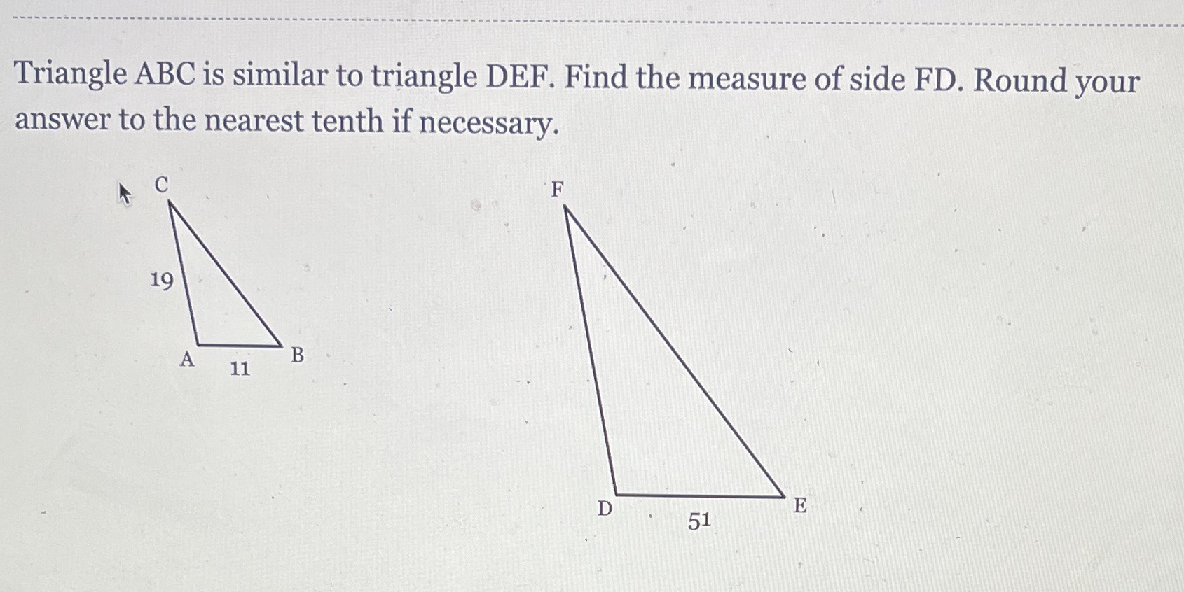 Find the measure of side FD and show work