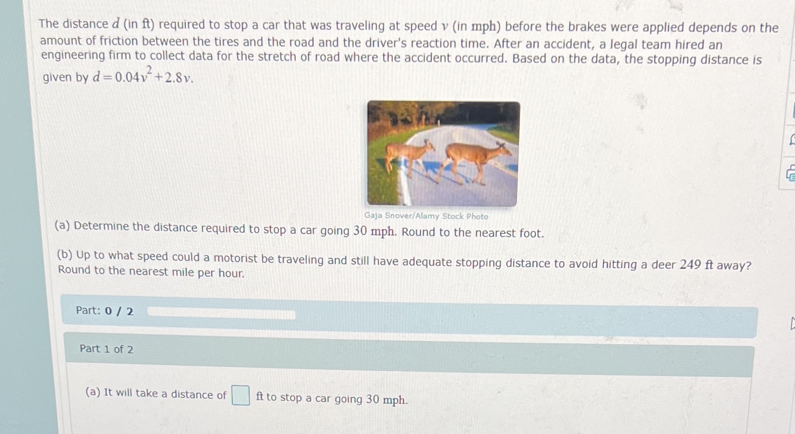 Ty 10 The distance d (in ft) required to stop a