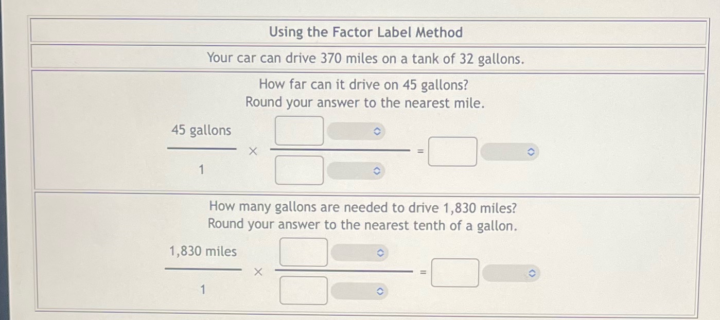 Using the Factor Label Method Your car can drive