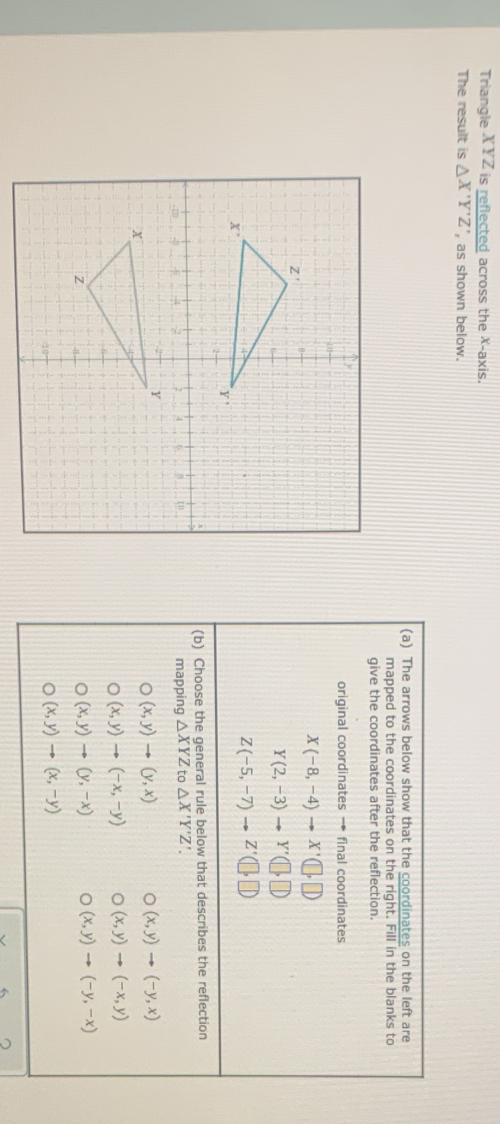 Need help to figure this out Triangle XYZ is