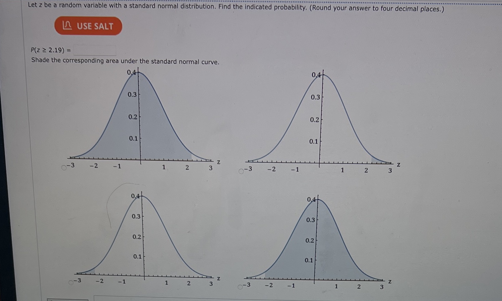 Let z be a random variable with a standard normal