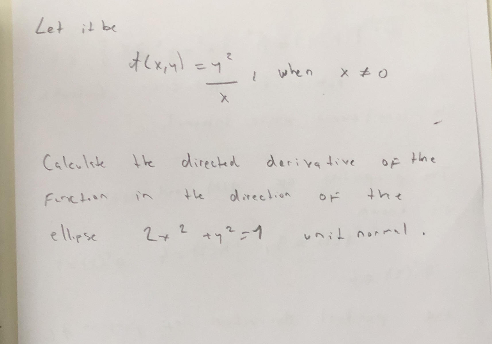 Calculate the directed Let it be * ( x, y) = y ?