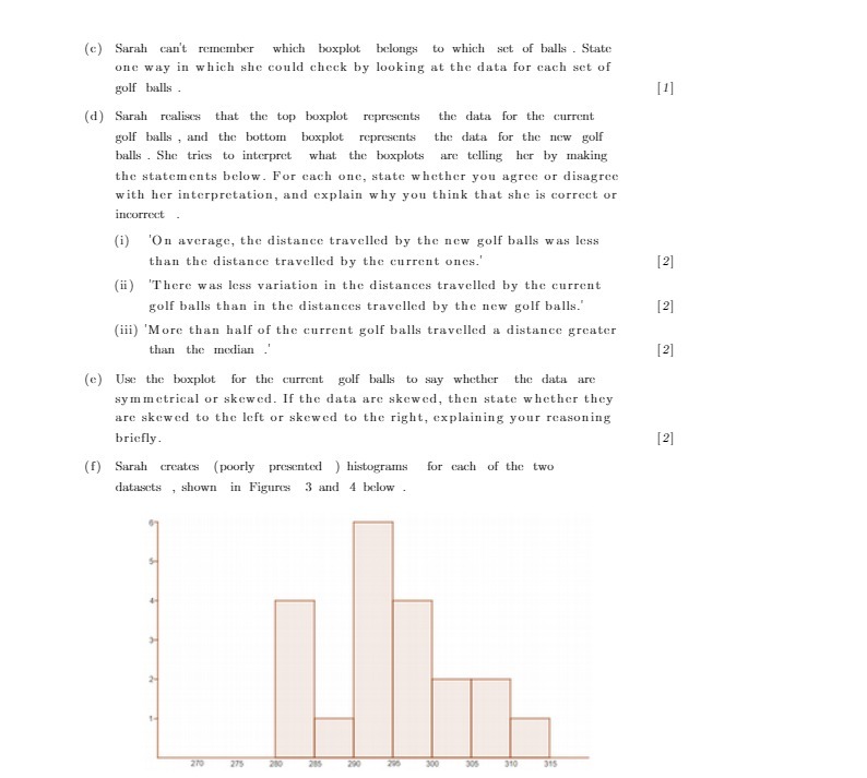 (c) Sarah can't remember which boxplot