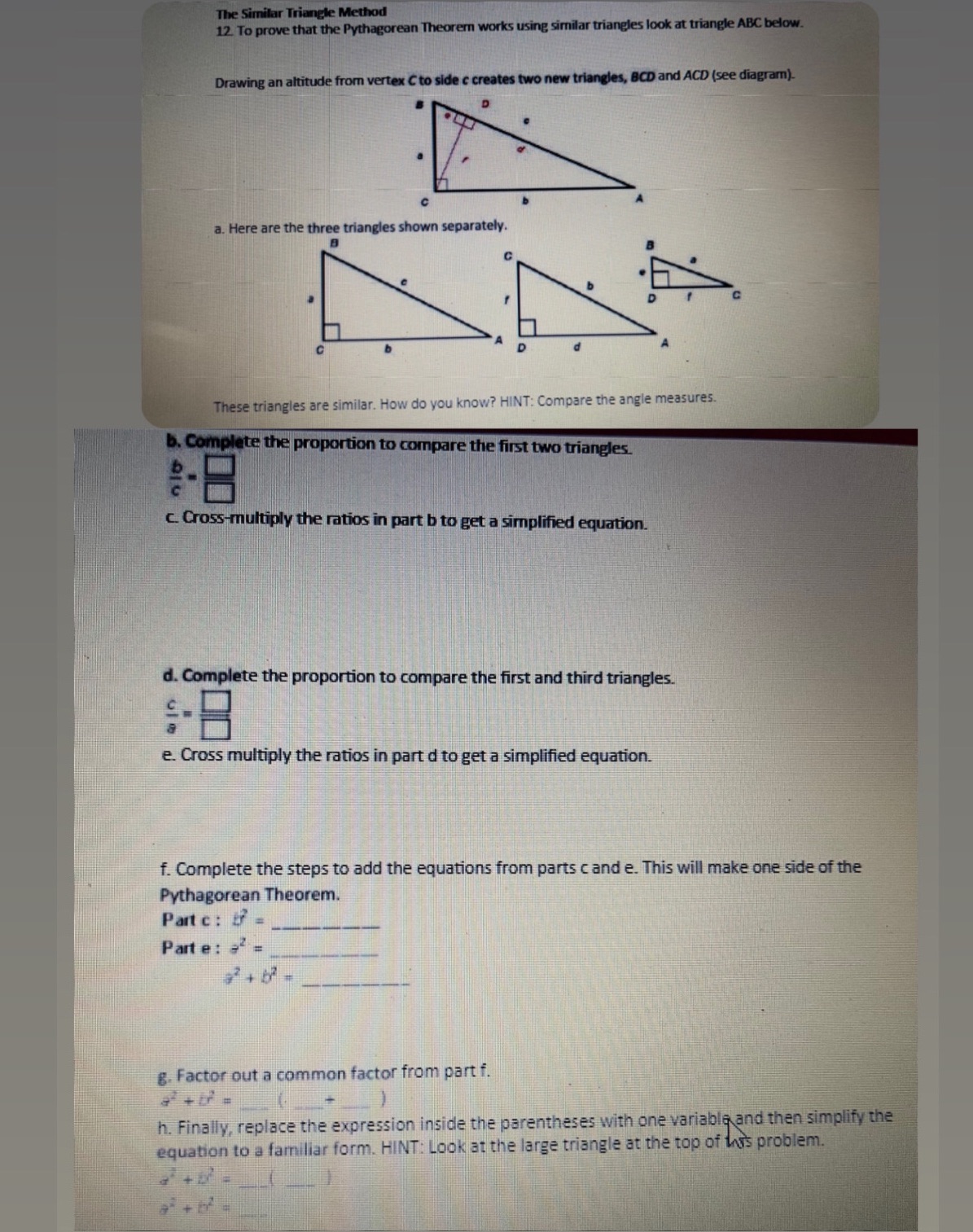 The Similar Triangle Method 12. To prove that the