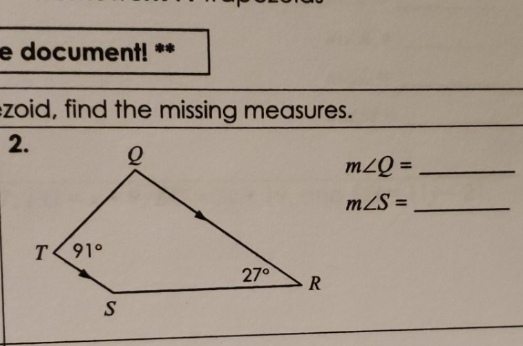 If each quadrilateral below is a trapezoid find