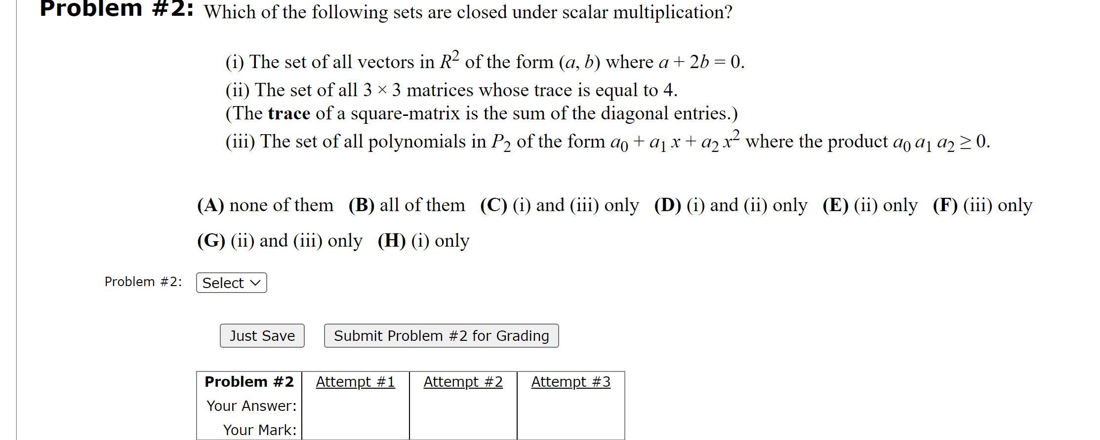 Problem #1: Let V be the set of all ordered pairs