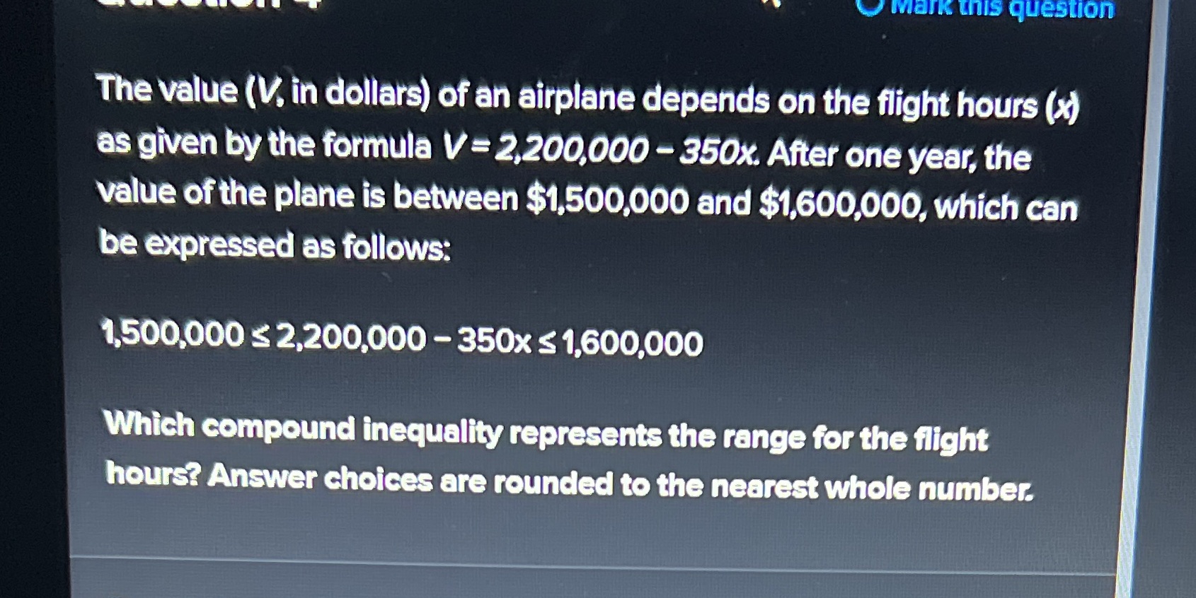 Which is correct? Mark this question The value
