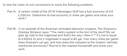 3) Use the chain of unit conversions to solve the