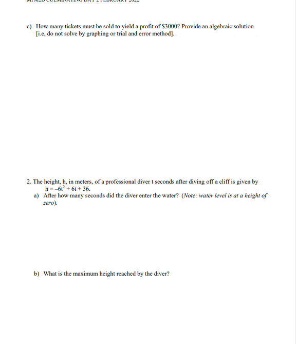 1. The monthly profit for roller coaster rides in