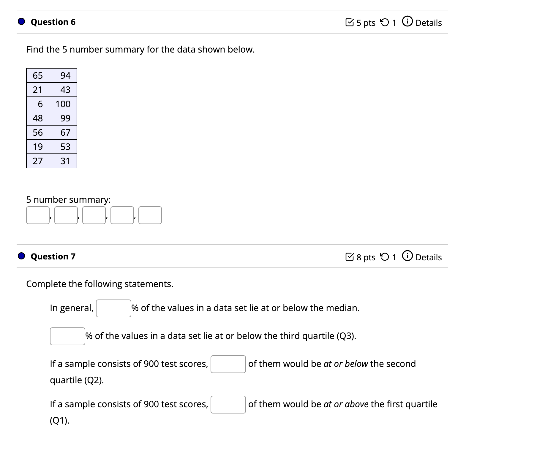 . Question 6 B 5 pts '0 1 G) Details Find