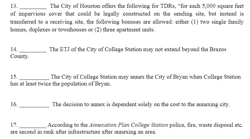 13. The City of Houston o'ers the following