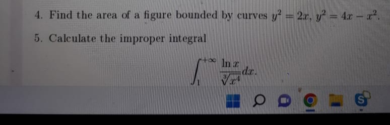 4. Find the area of a figure bounded by curves