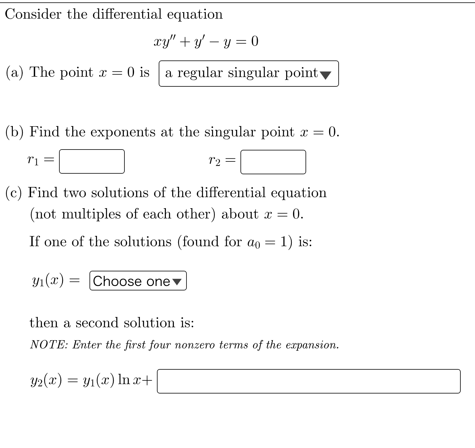 Consider the differential equation $y\