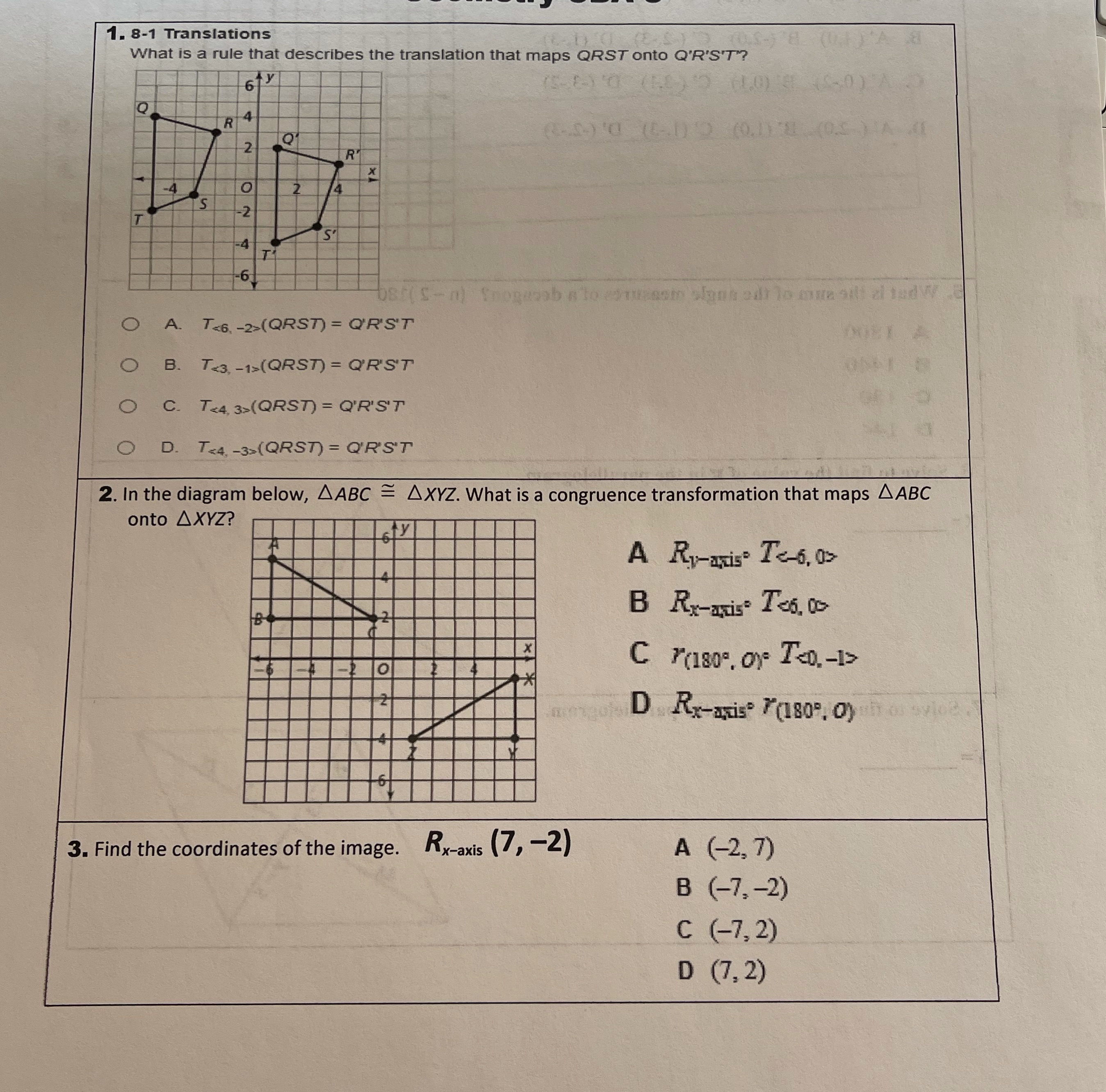 Help! 1. 8-1 Translations What is a rule that