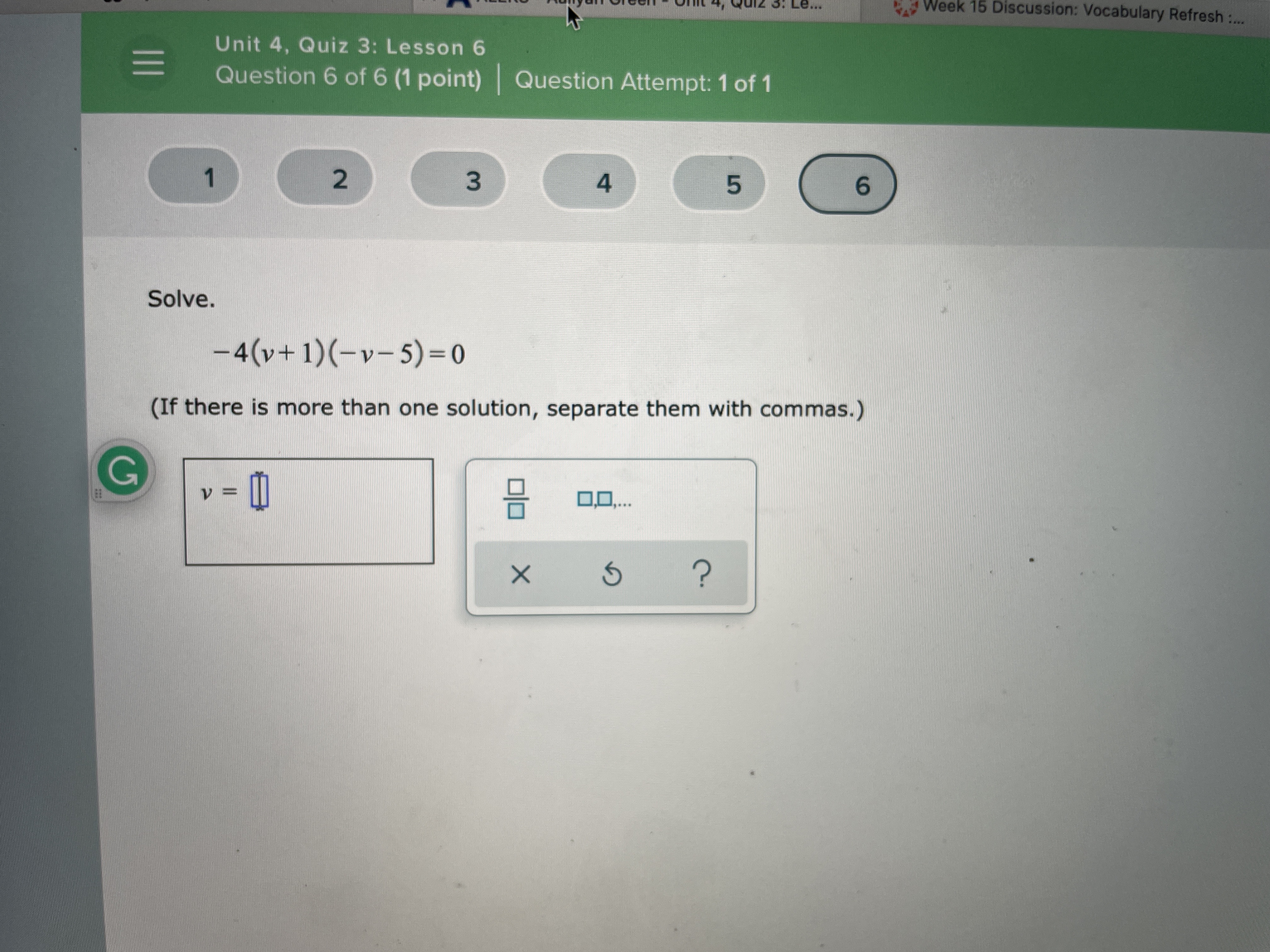 Week 15 Discussion: Vocabulary Refresh :.. Unit