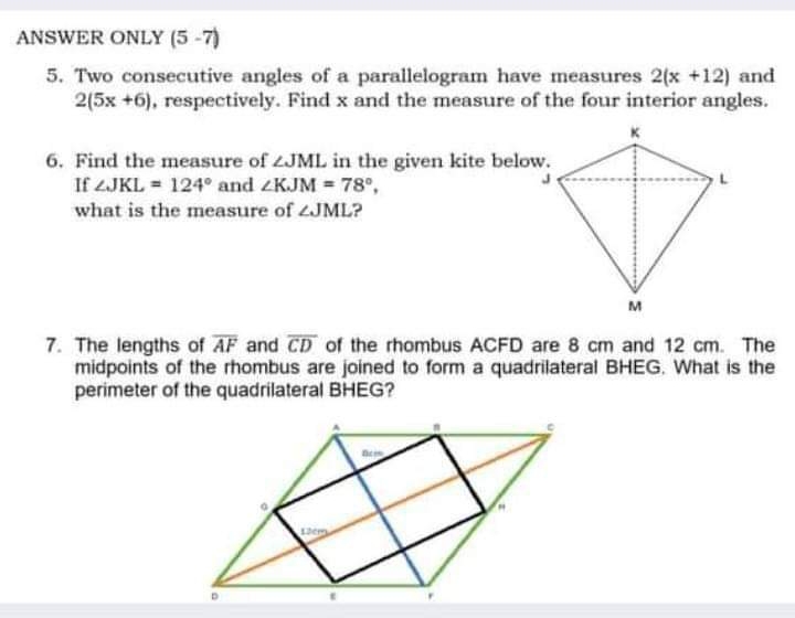 THANKYOUUUUUU ANSWER ONLY (5 -7) 5. Two
