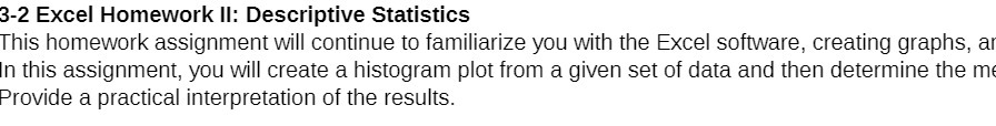 3-2 Excel Homework ll: Descriptive Statistics