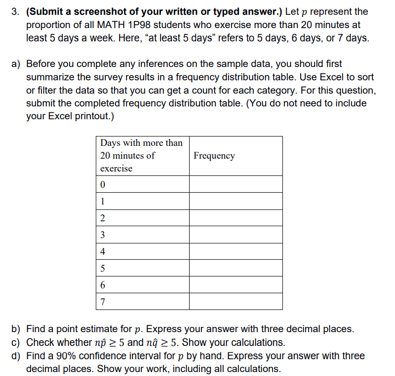 3. (submit a screenshot of your written or typed