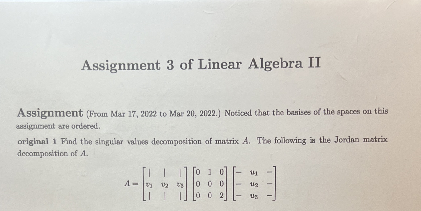 Assignment 3 of Linear Algebra II Assignment