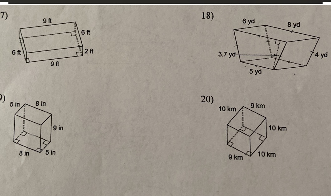 LA and SA Prisms and CylindersFind the lateral