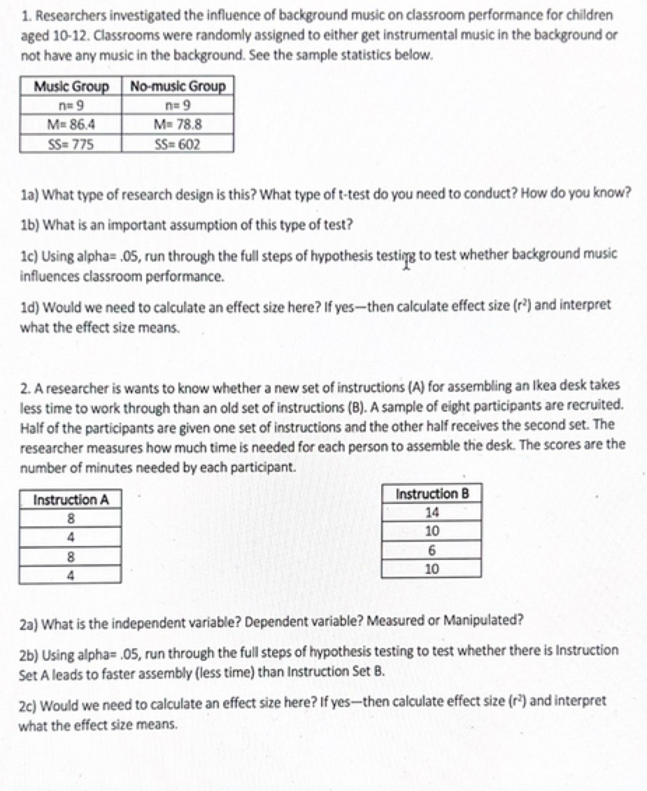 1. Researchers investigated the influence of