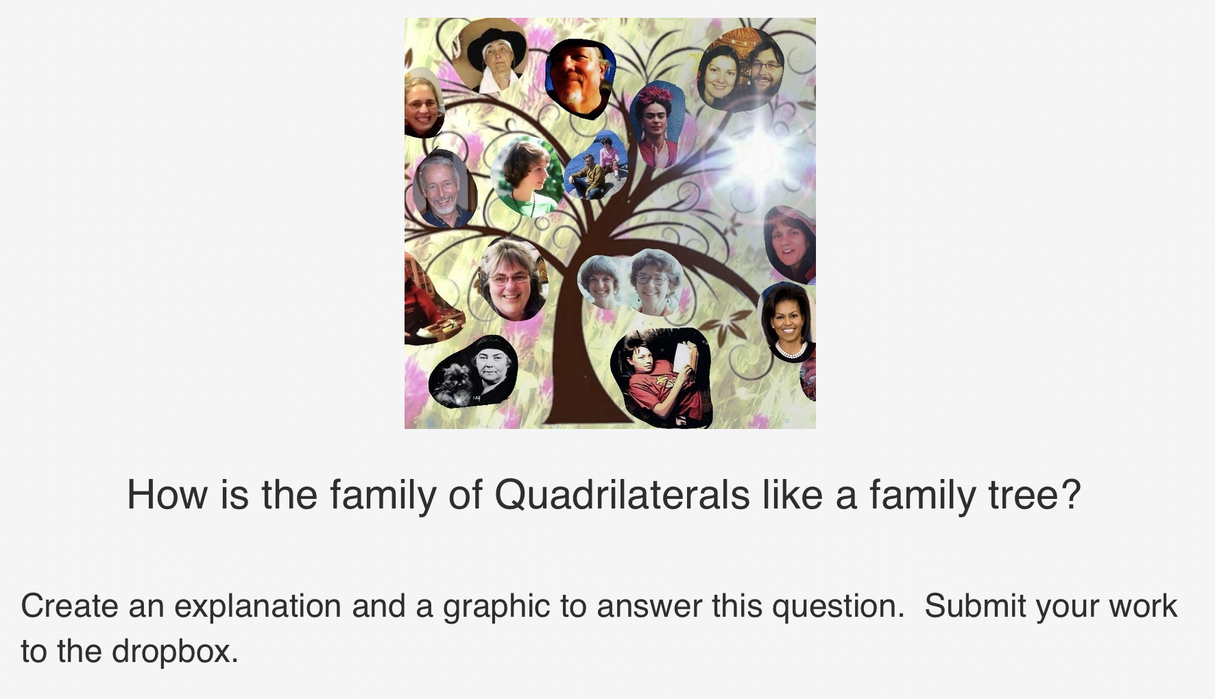How is the family of Quadrilaterals like a family