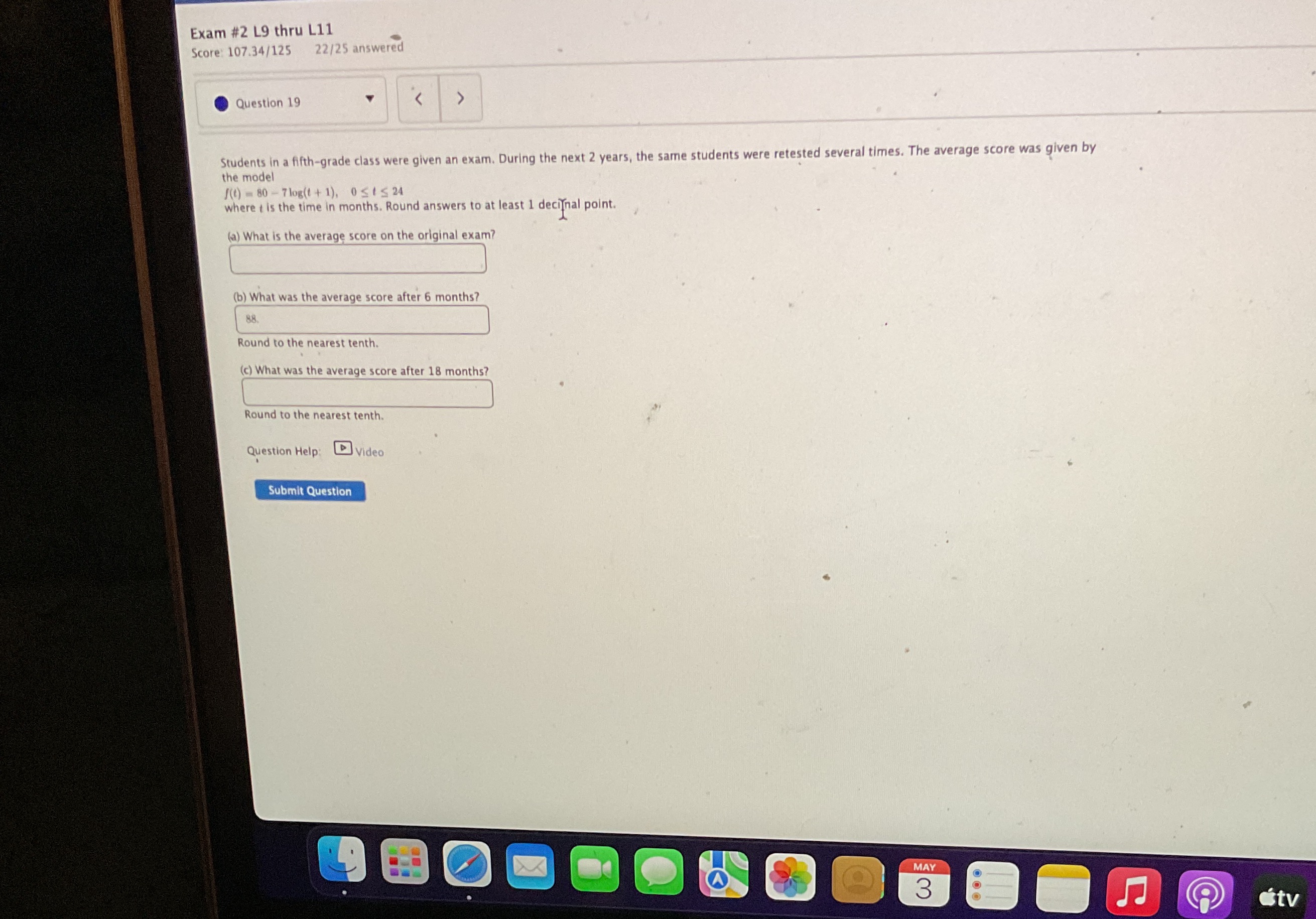 19 Exam #2 L9 thru L11 Score: 107.34/125 22/25